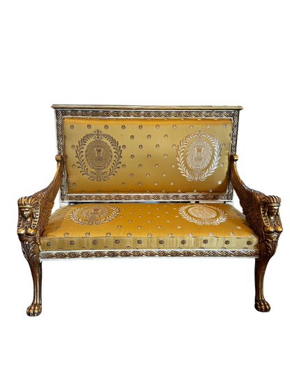 Late 19th / Early 20th C Empire Style Parcel-Gilt and Painted Sofa