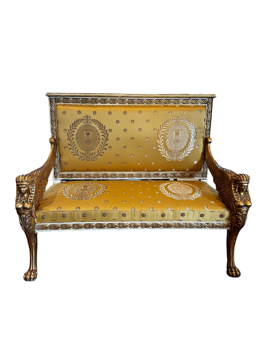 Late 19th / Early 20th C Empire Style Parcel-Gilt and Painted Sofa