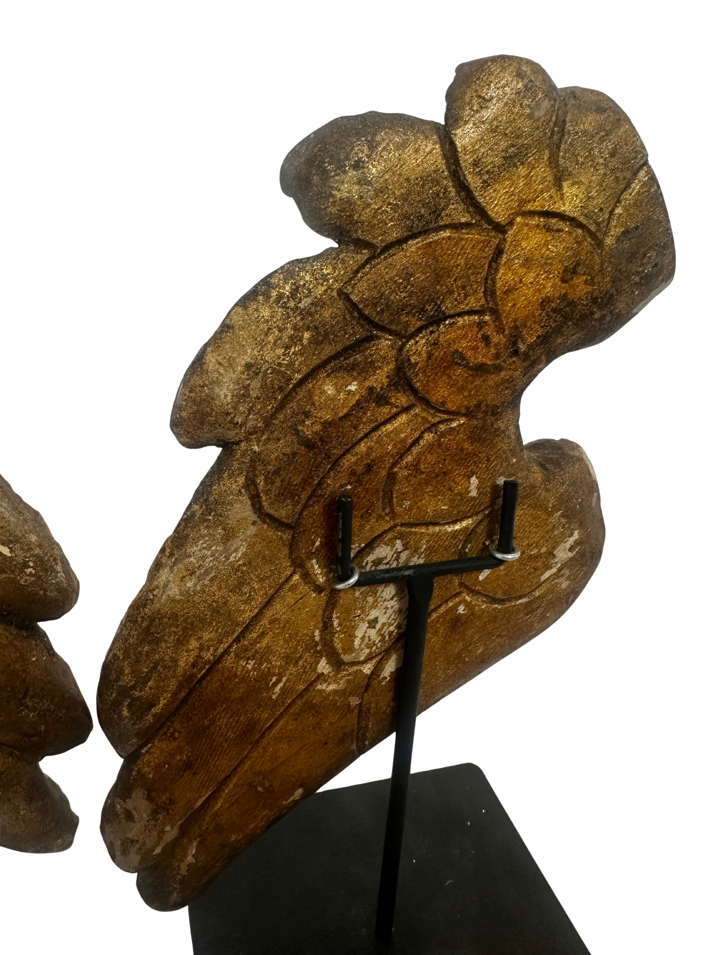 Pair of Antique Carved and Gilded Wooden Wing Fragments