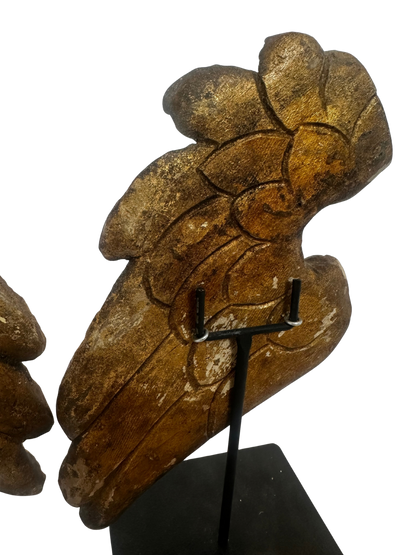 Pair of Antique Carved and Gilded Wooden Wing Fragments