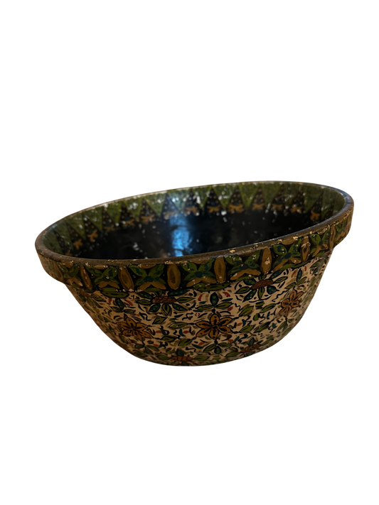 Hand Painted Italian Style Serving Bowl Signed on Bottom and Dated 1938