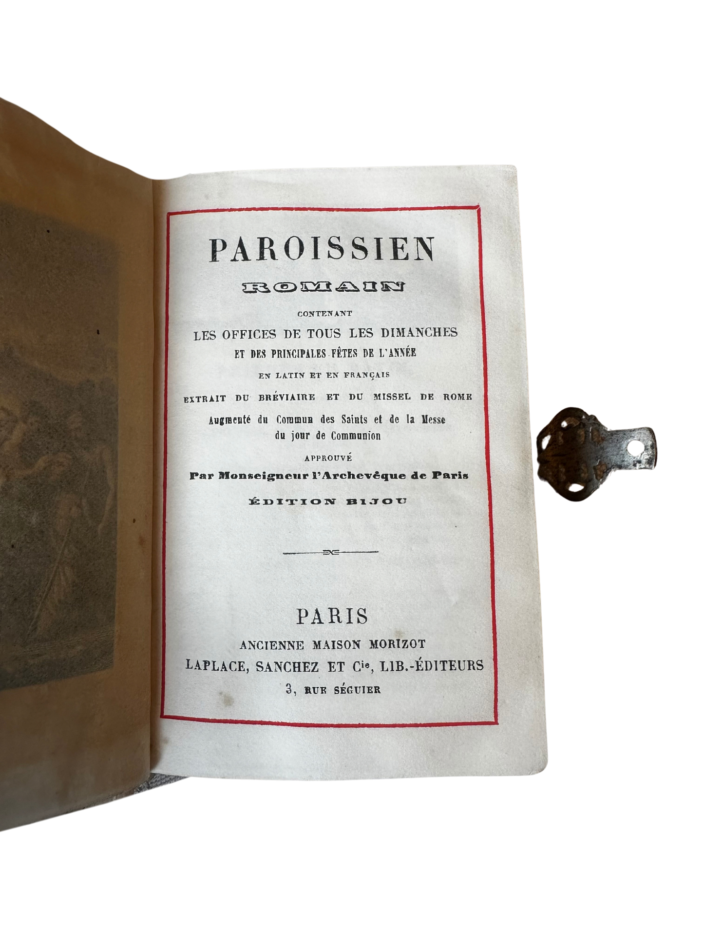 French Paroissien Romain “Édition Bijou” Prayer Book in Ivory-Toned Binding with Silver Clasp