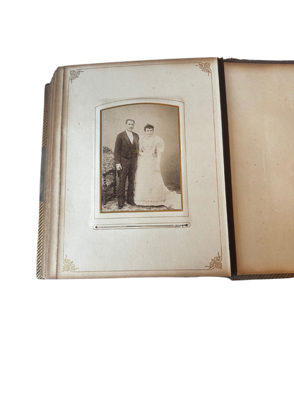 Late Victorian Leather-Bound Photograph Album with Gilt and Blind Tooling and Working Clasp