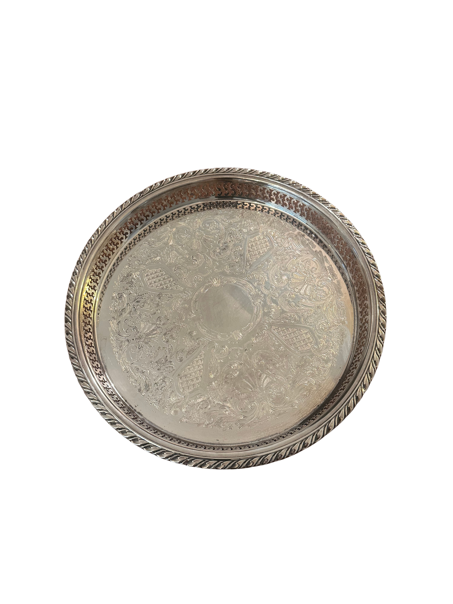 Victorian Rogers Silverplate Pierced Gallery Serving Tray