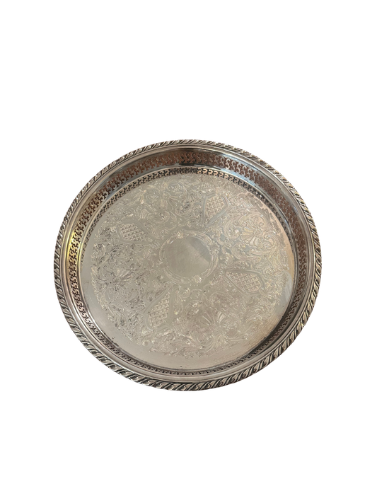 Victorian Rogers Silverplate Pierced Gallery Serving Tray