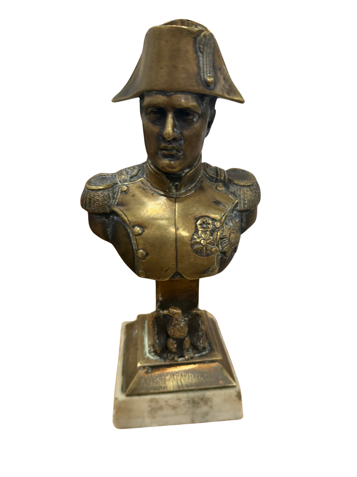Medium Sized Bronze Napoleon I Statue on White Marble Base