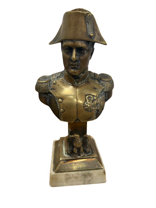 Medium Sized Bronze Napoleon I Statue on White Marble Base