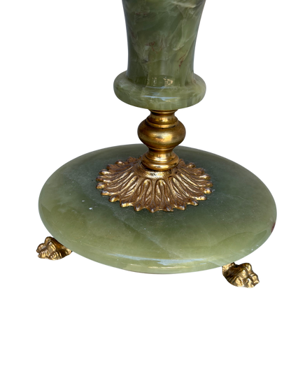 Vintage Continental Gilt Metal and Green Onyx Balance Scale, Mid-20th Century