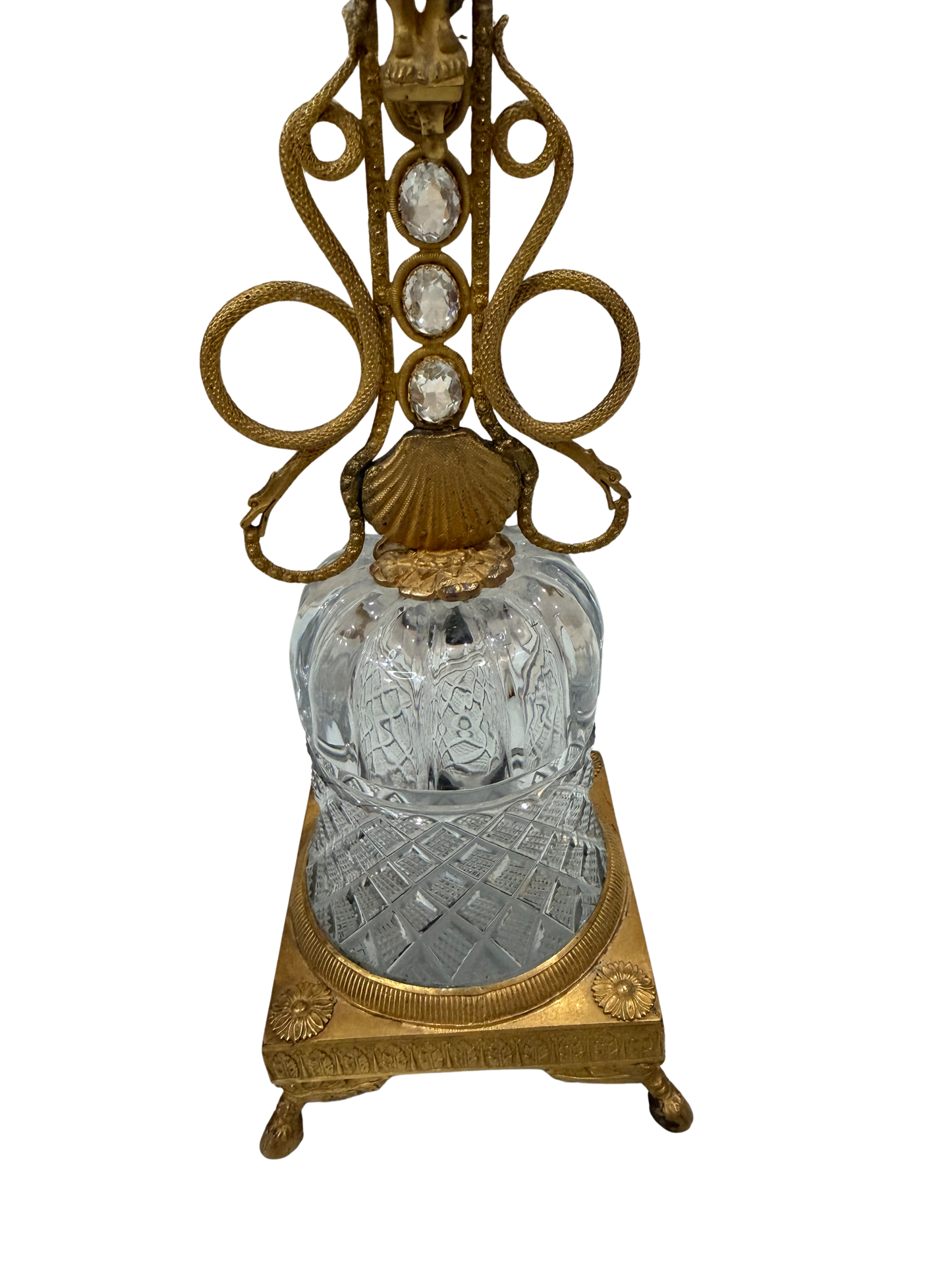 French Empire-Style Jeweled Crucifix on Crystal Pedestal
