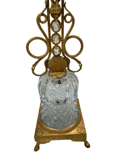 French Empire-Style Jeweled Crucifix on Crystal Pedestal