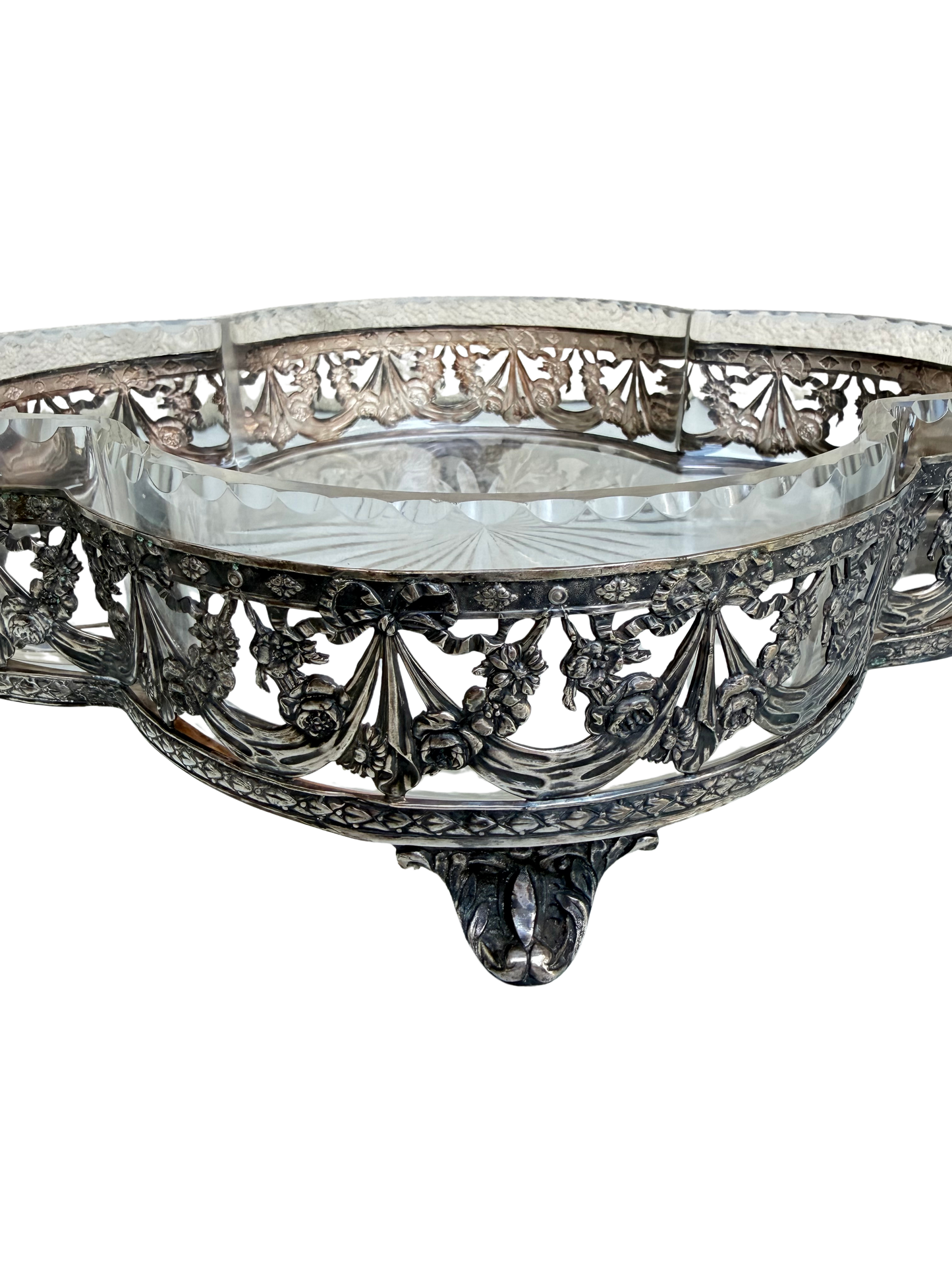 Wiskemann Silver-Plated Mounted Crystal Centerpiece Bowl / Jardinière