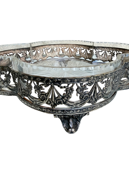 Wiskemann Silver-Plated Mounted Crystal Centerpiece Bowl / Jardinière