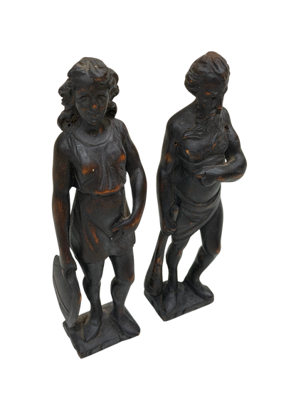 Pair of Antique Grand Tour Style Classical Figural Sculptures (Male &amp; Female)