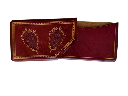 Vintage Italian Gilt-Tooled Red Leather Card Case, Mid-20th Century