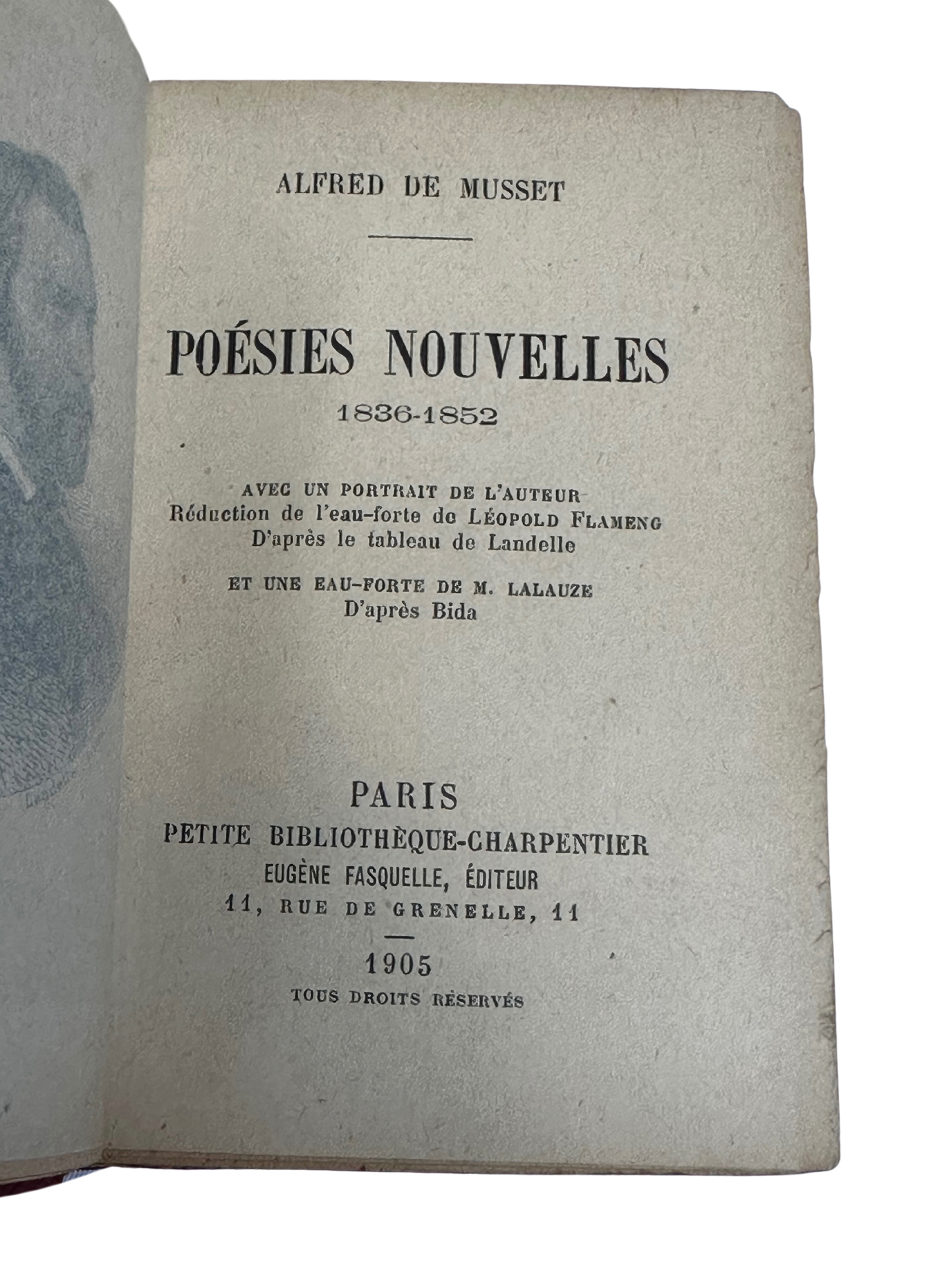 Antique French Red Leather Miniature Poetry Volume — Poésies Nouvelles (1836–1852) by Alfred de Musset, 1905