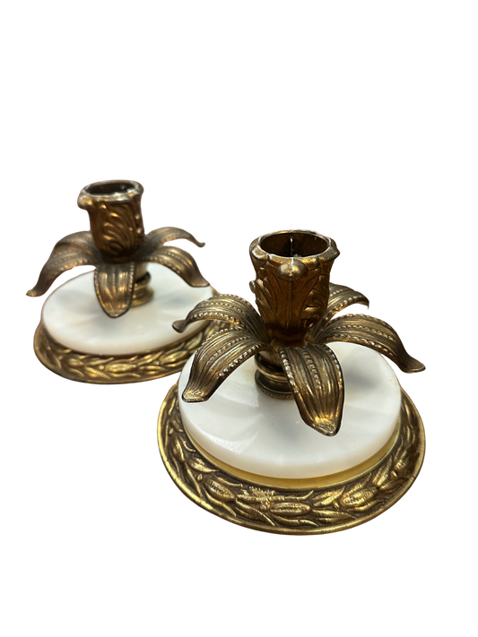 Set of Floral Taper Candle Holders