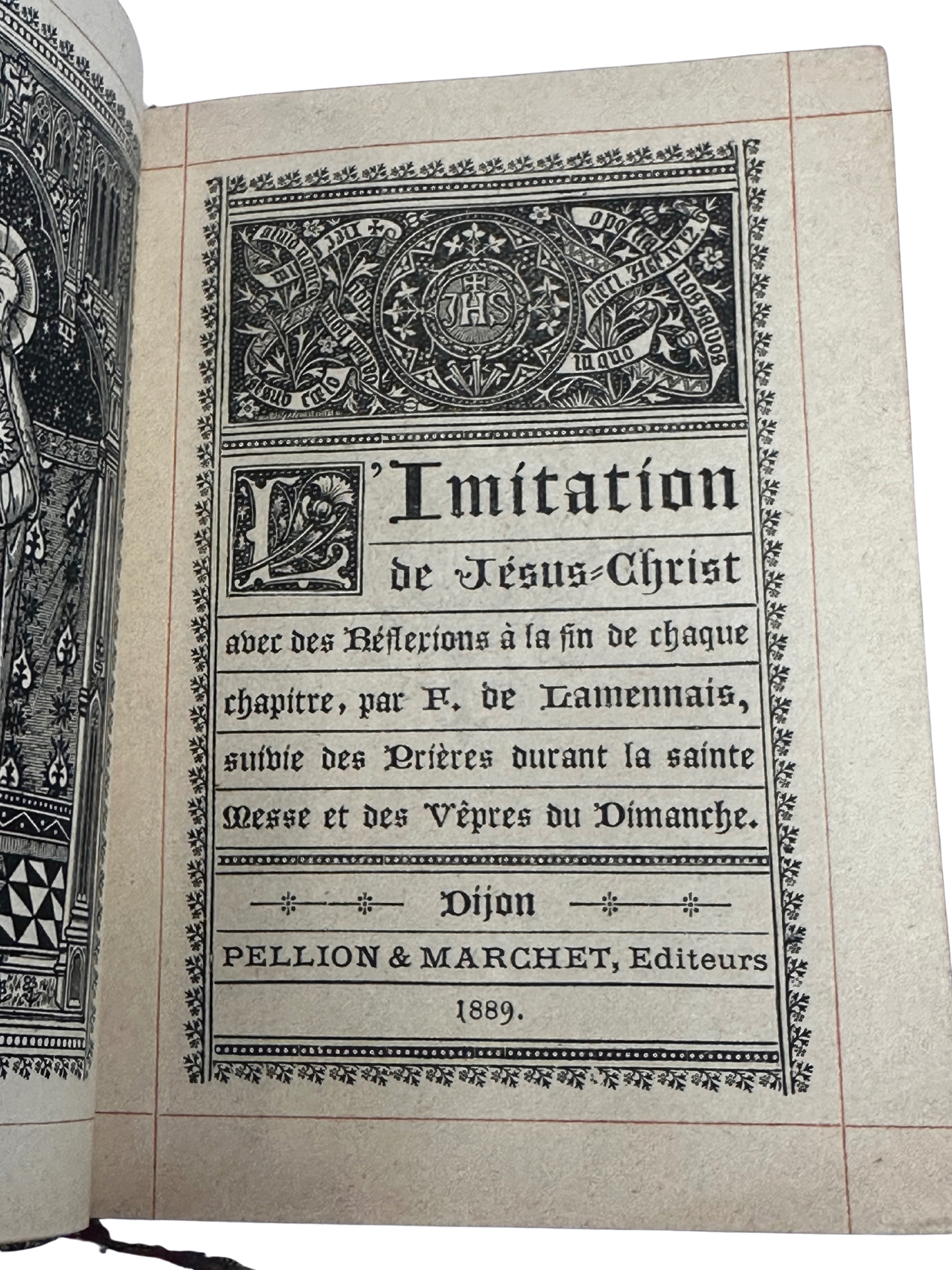 Antique French Leather-Bound Imitation de Jésus-Christ Devotional Book (1889)