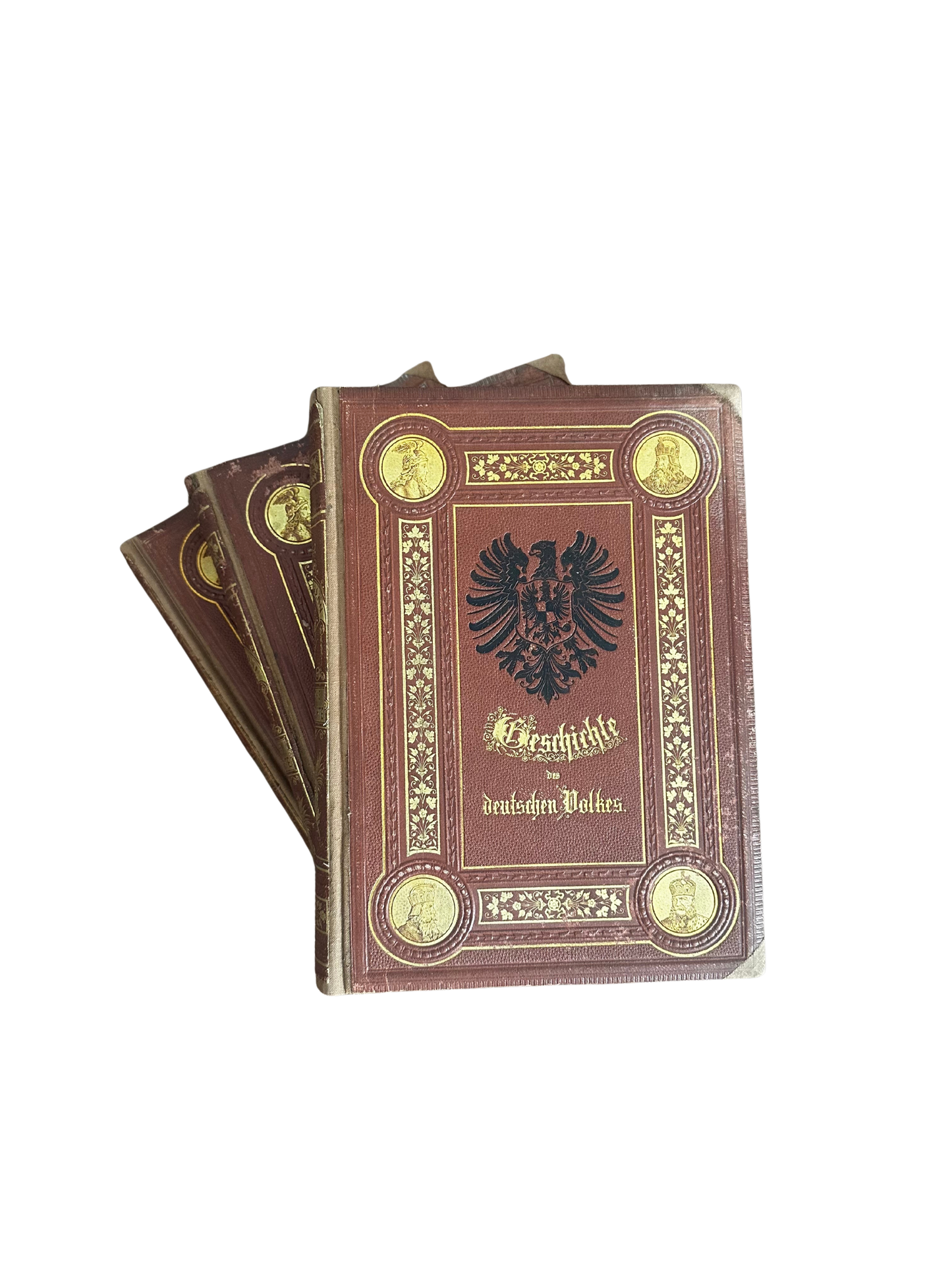 1873 Illustrirte Geschichte des deutschen Volkes – Three-Volume German History Set with Gilt-Decorated Bindings