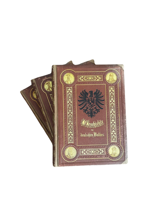 1873 Illustrirte Geschichte des deutschen Volkes – Three-Volume German History Set with Gilt-Decorated Bindings