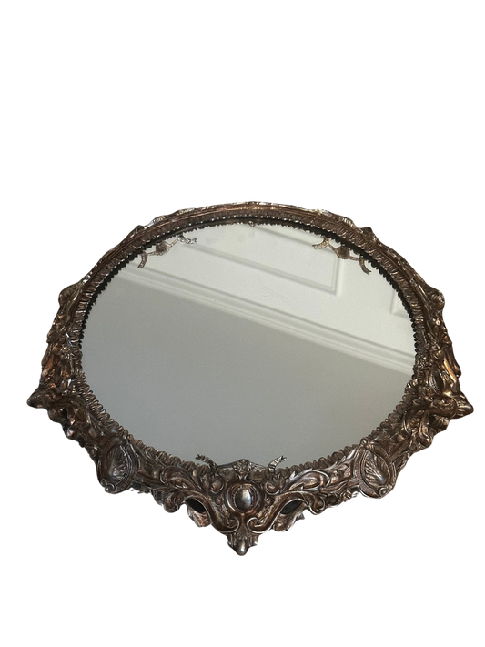 Antique Rococo Revival Gilt Metal Framed Table Mirror Plateau / Surtout de Table