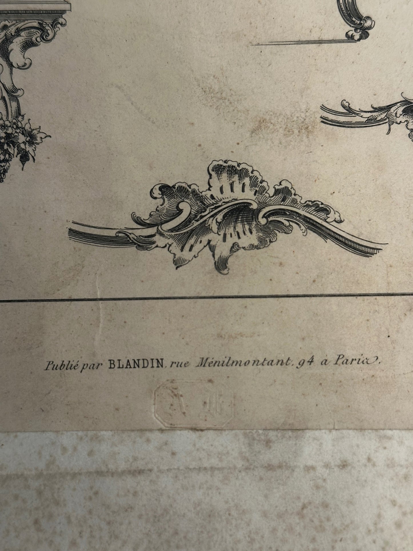 19th-Century French Rococo Revival Furniture Ornament Engraving — Plate I
