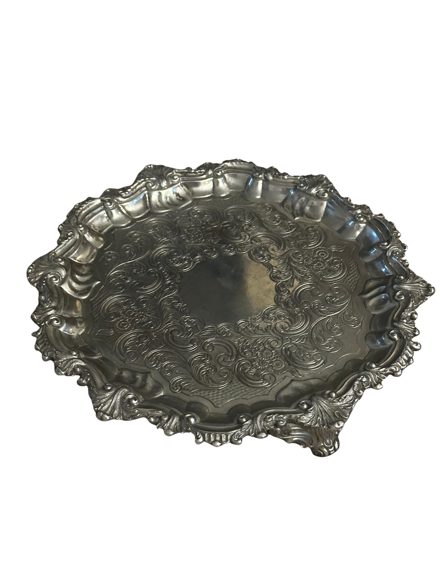Corbell and Co. “Castle” Mark Silverplate Footed Tray / Salver