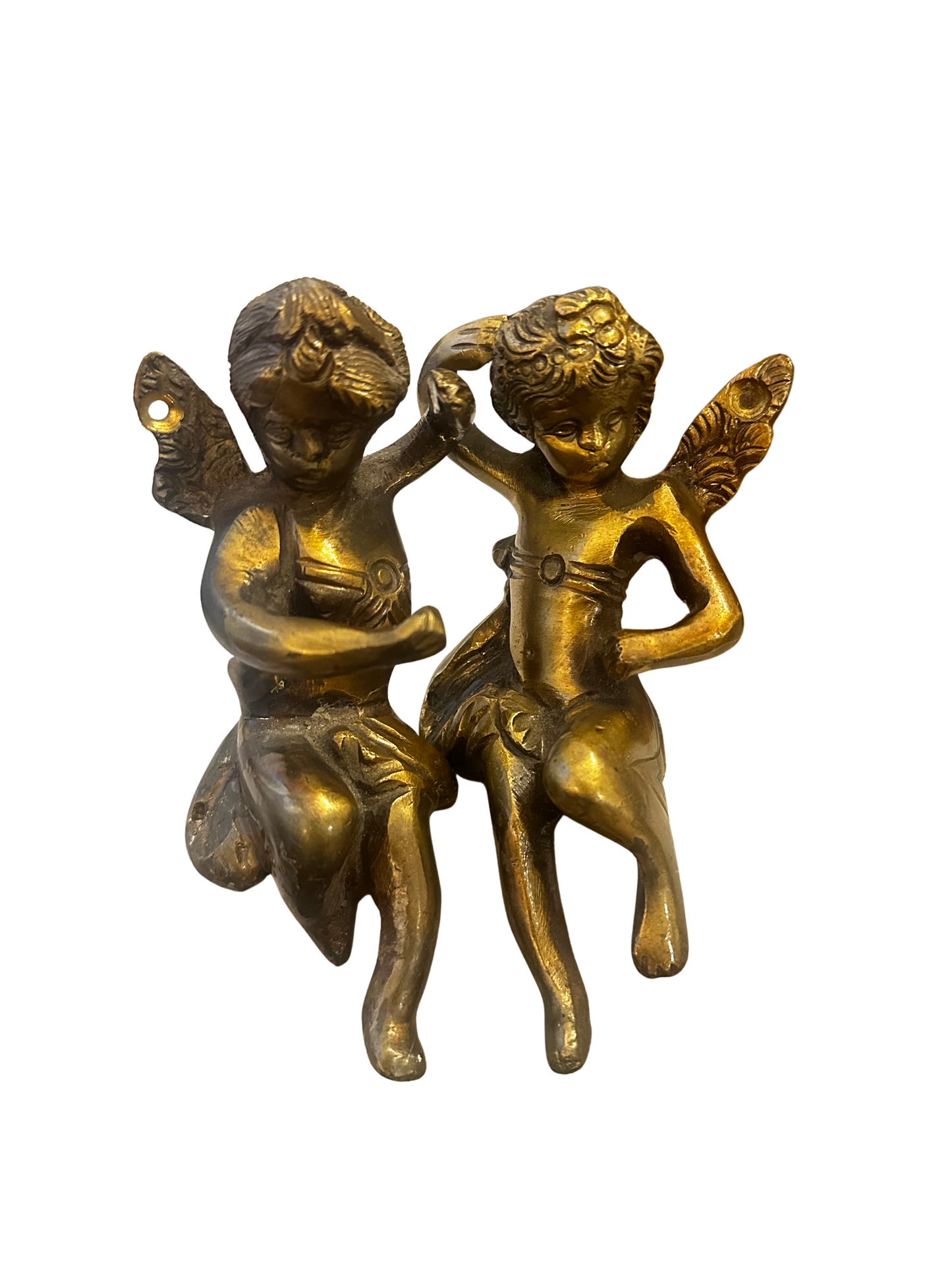 Pair of Gilt Bronze Cherub Architectural Mounts or Furniture Ornaments