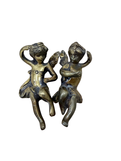 Pair of Gilt Metal Cherub Architectural Mounts or Furniture Ornaments