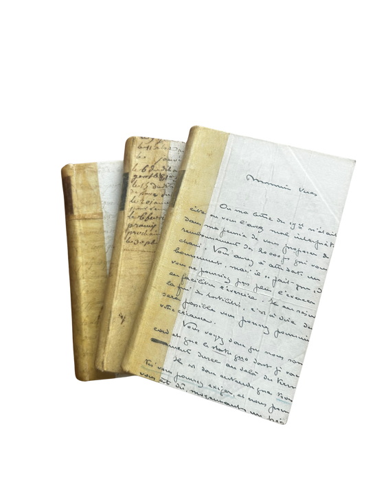 Curated Set of Three French Literary Volumes with Emphera Wrappers