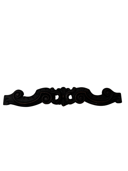 Antique Carved Walnut Furniture Crest / Pediment Fragment with Rococo Scrollwork