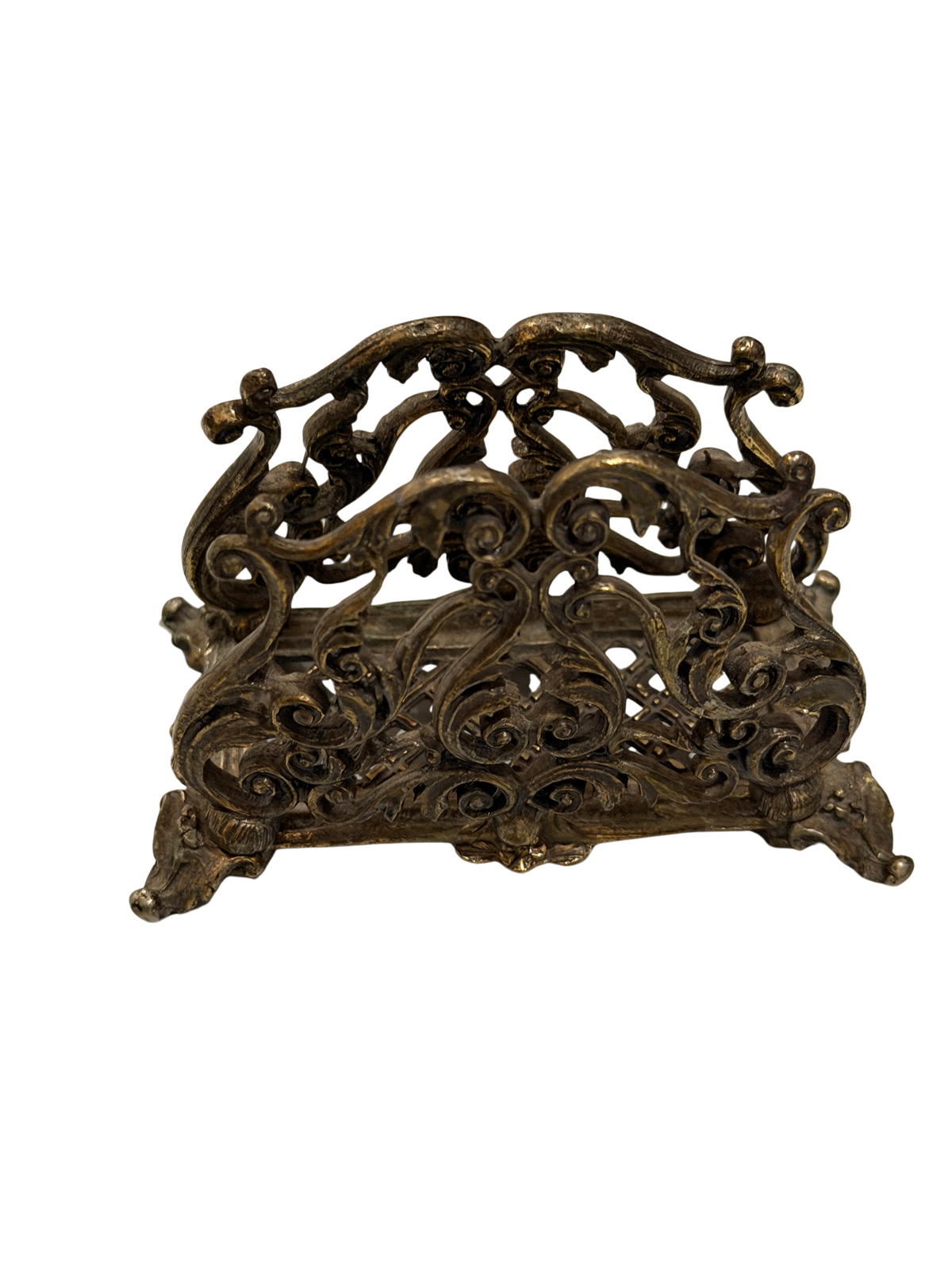 Vintage Rococo Revival Napkin Holder with Personalized Plaque