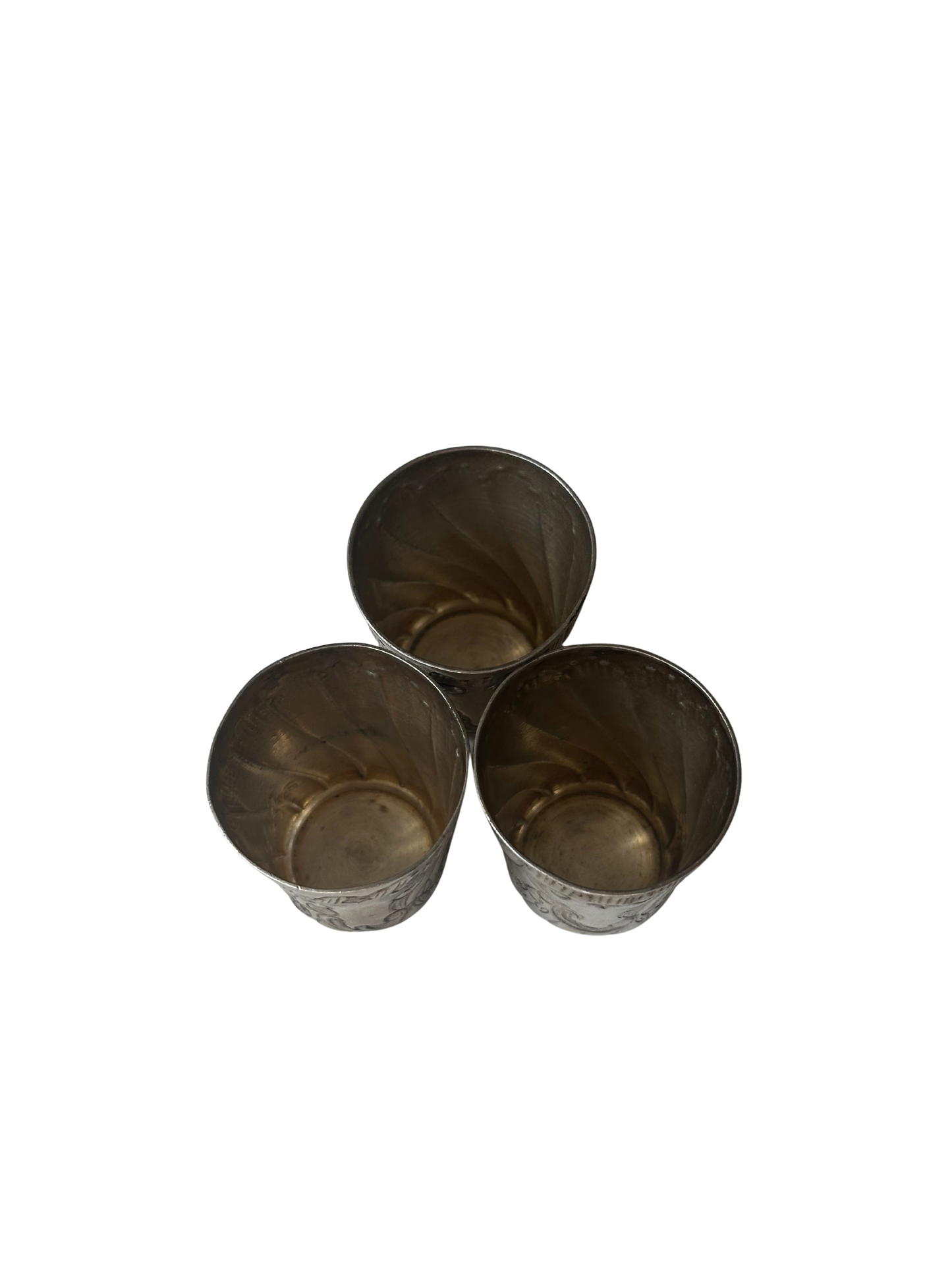 Set of Three ERCUIS French Silver Digestif Cups / Shot Glasses