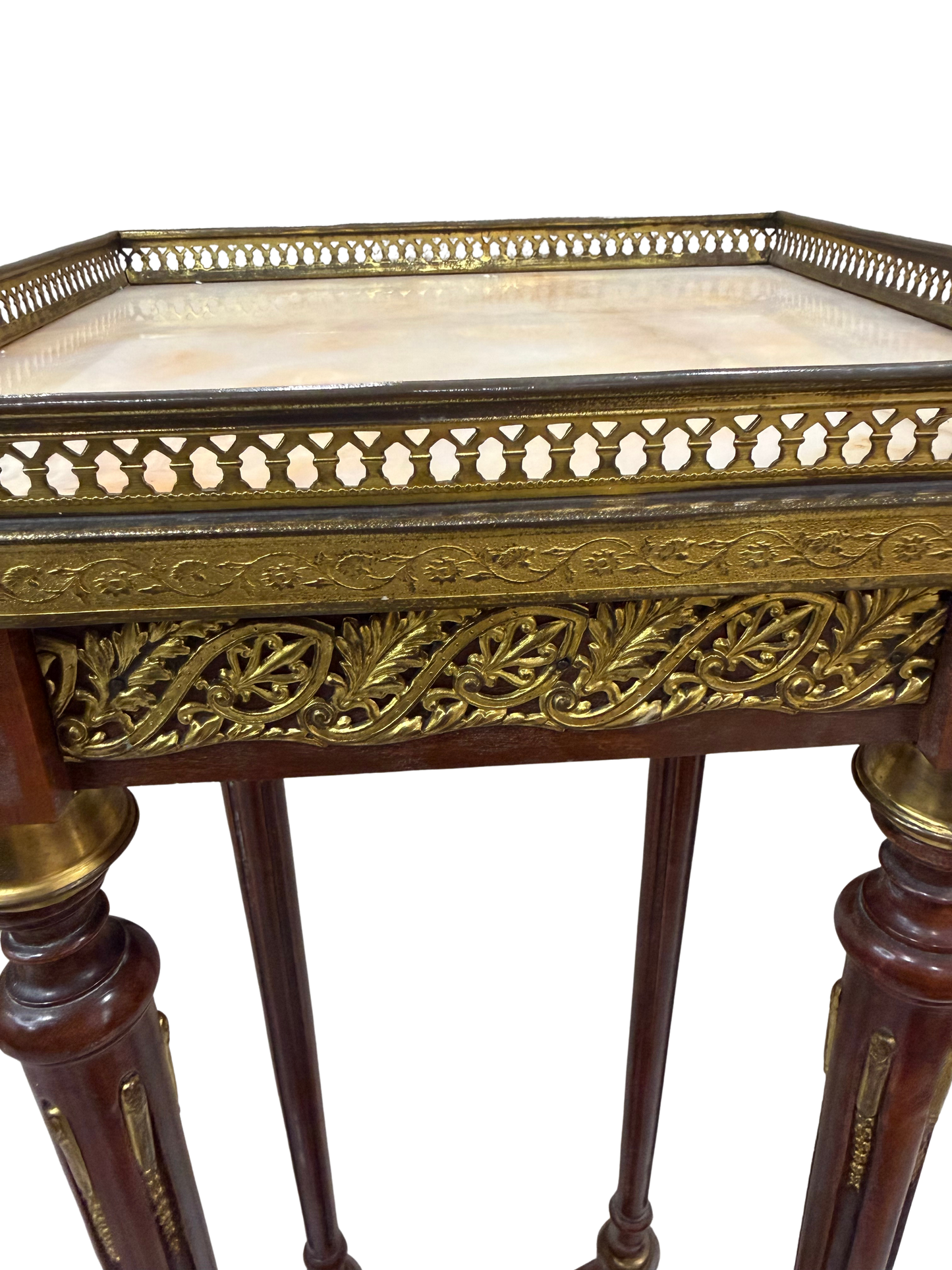 French Louis XVI Style Marble-Top Gueridon / Pedestal Stand with Gilt Bronze Mounts