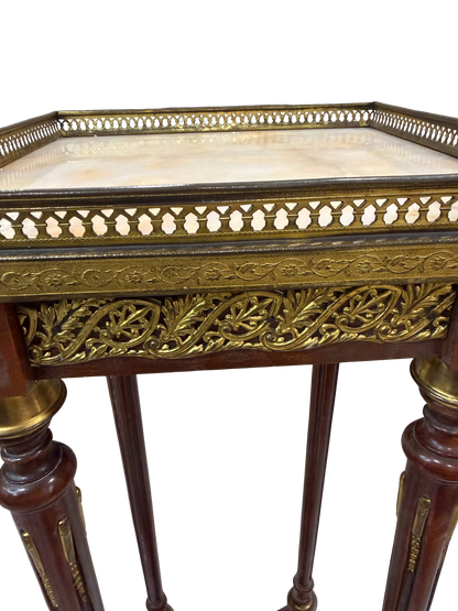 French Louis XVI Style Marble-Top Gueridon / Pedestal Stand with Gilt Bronze Mounts