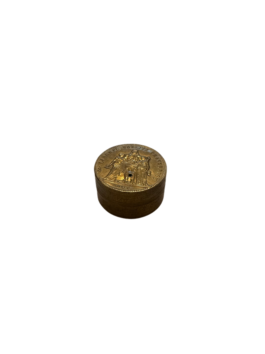 Brass Plated Mini Trinket Box in the shape of a French Franc