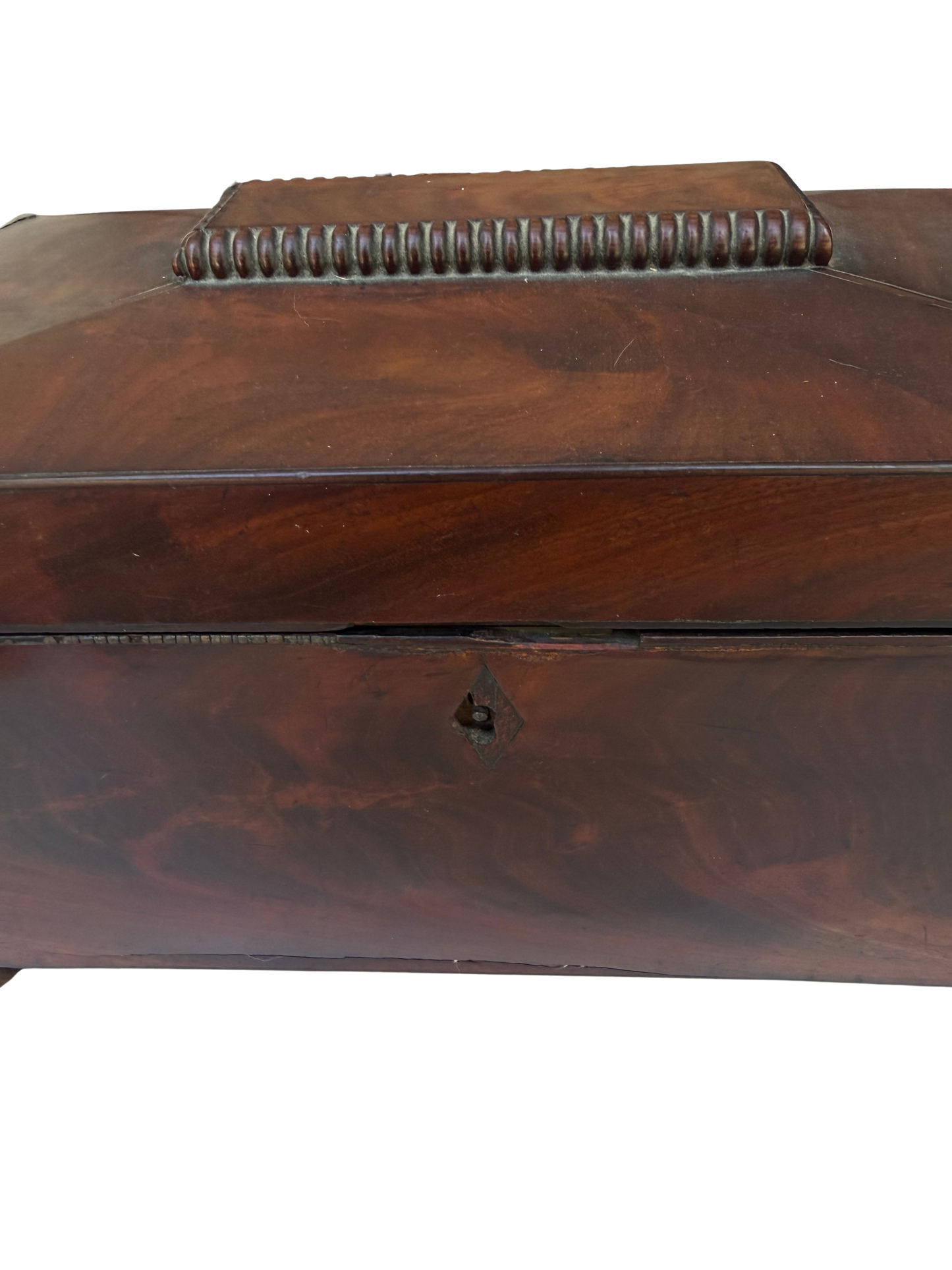 English Regency Mahogany Sarcophagus-Form Sewing and Work Box