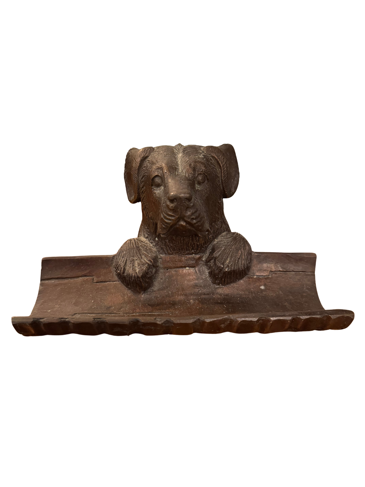 Antique Figural Dog Desk Tray / Match Holder