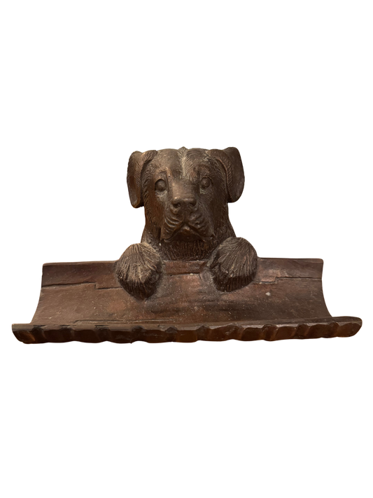 Antique Figural Dog Desk Tray / Match Holder