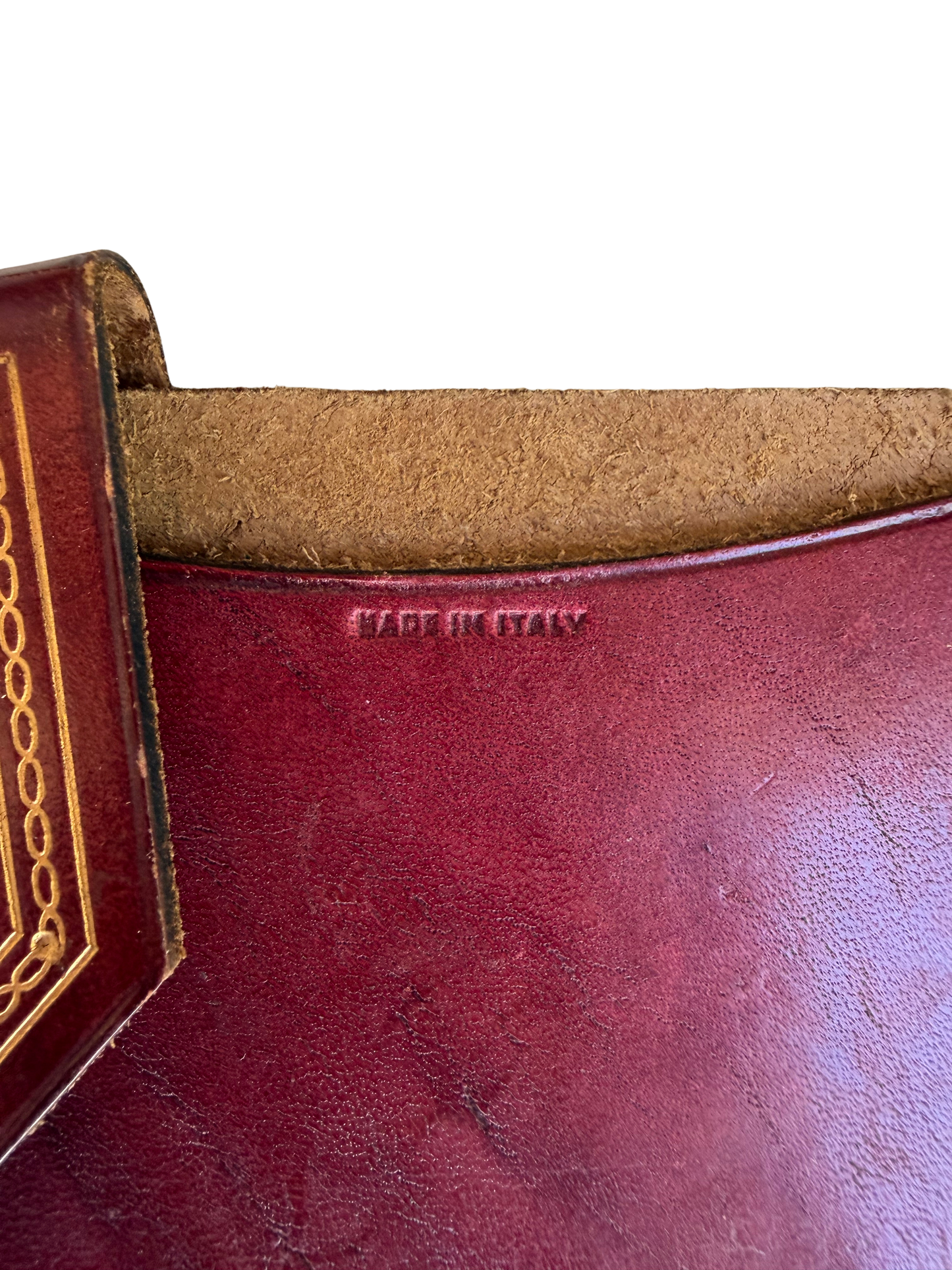 Vintage Italian Gilt-Tooled Red Leather Card Case, Mid-20th Century