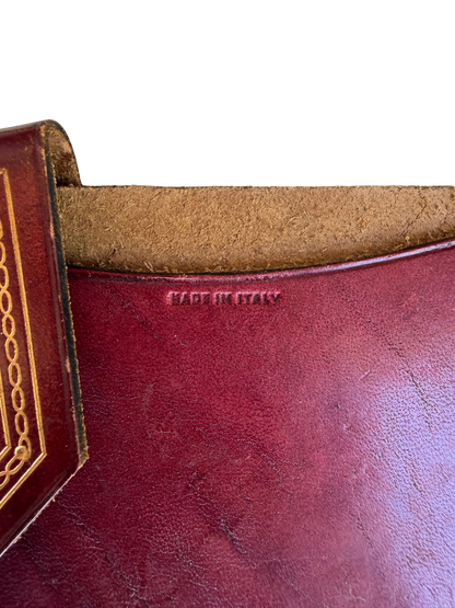 Vintage Italian Gilt-Tooled Red Leather Card Case, Mid-20th Century