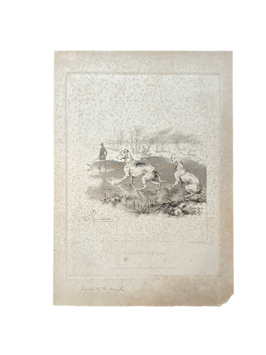 1856 "Crossing the Ice" Engraving by Robert Graves (Painter Sir Edwin Landseer)