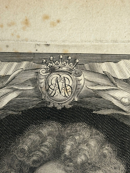 Antique Baroque Engraved Portrait of George Melville, Earl of Melville