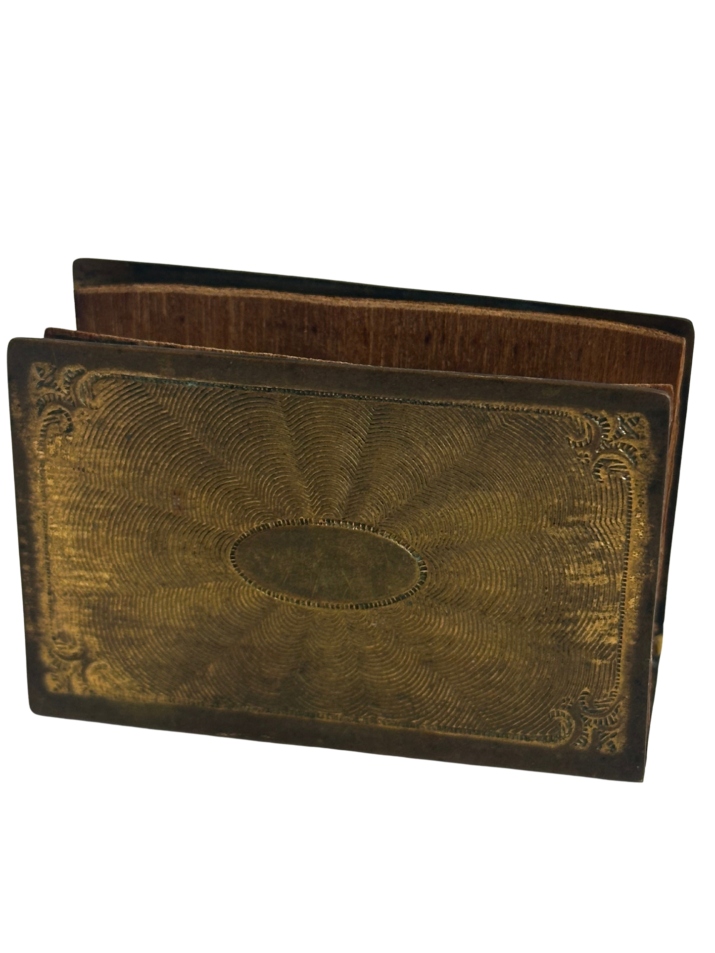 Antique Enamel Matchbox Holder with Companion Miniature Enamel Ashtray (Two-Piece Set)