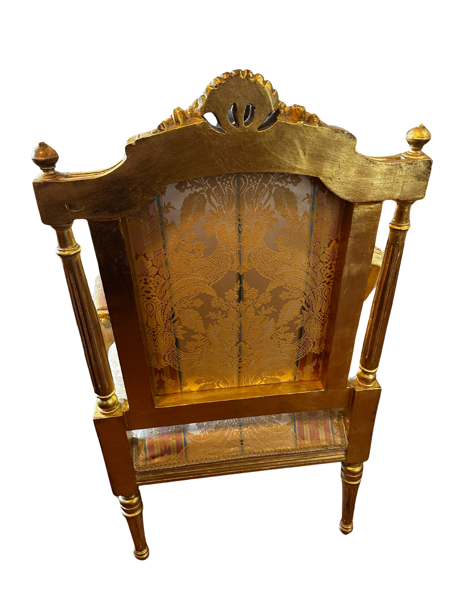 Two Fine French Louis XVI Style Silk-Upholstered Armchairs