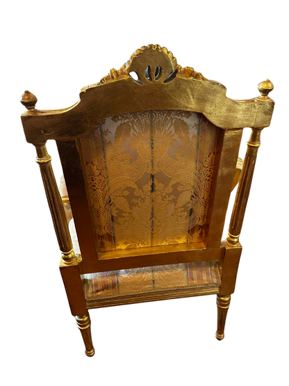 Two Fine French Louis XVI Style Silk-Upholstered Armchairs