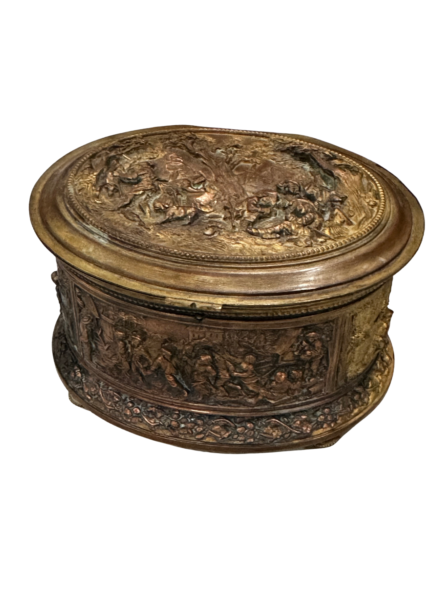European Casket with High Relief Dutch Genre Scenes - Multi Tone