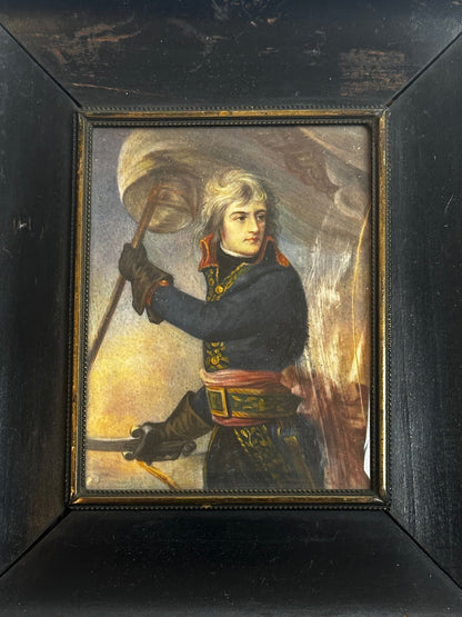 19th C Miniature Portrait of Napoleon Bonaparte at the Bridge of Arcole (After Antoine-Jean Gros)