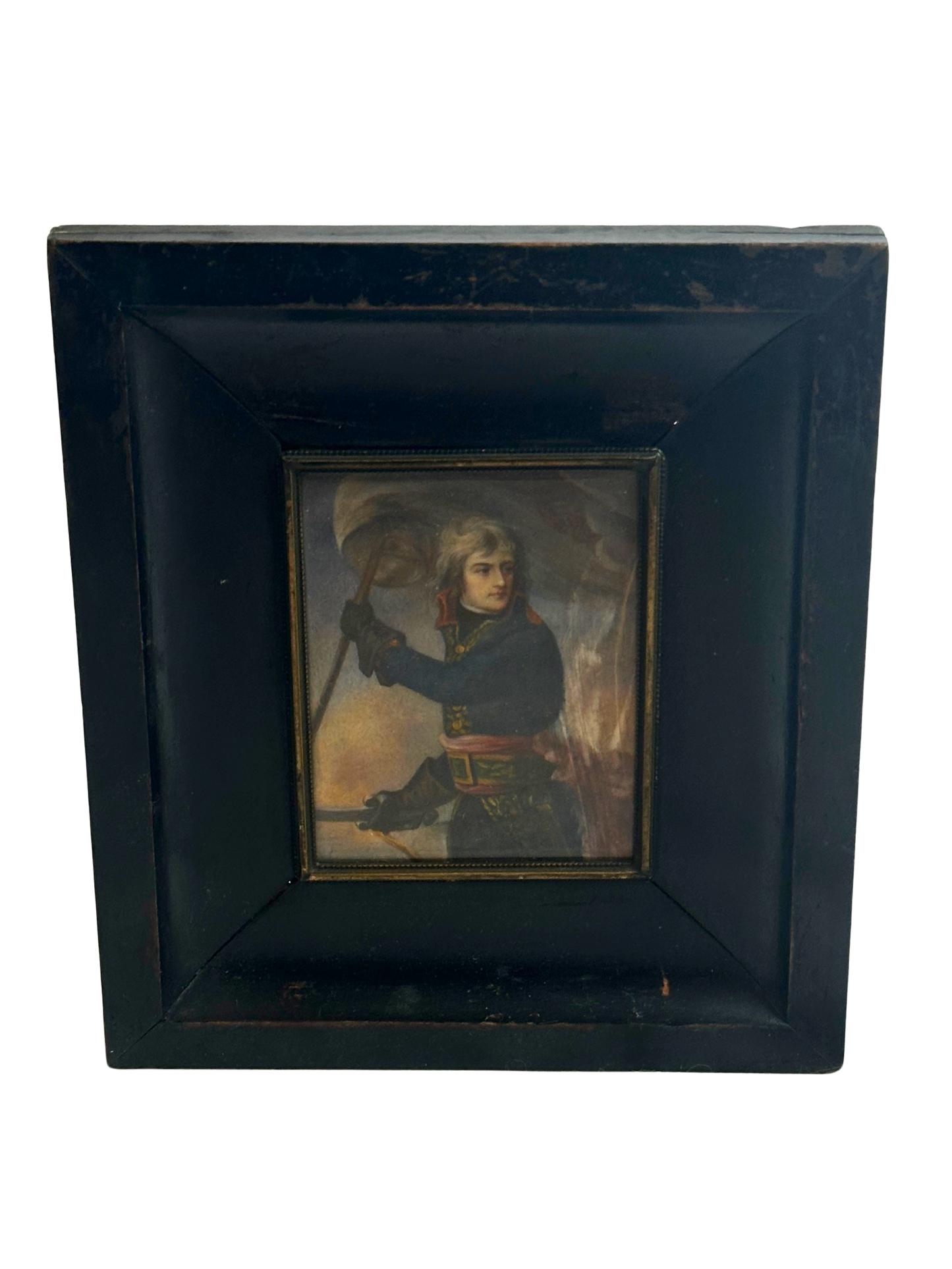 19th C Miniature Portrait of Napoleon Bonaparte at the Bridge of Arcole (After Antoine-Jean Gros)