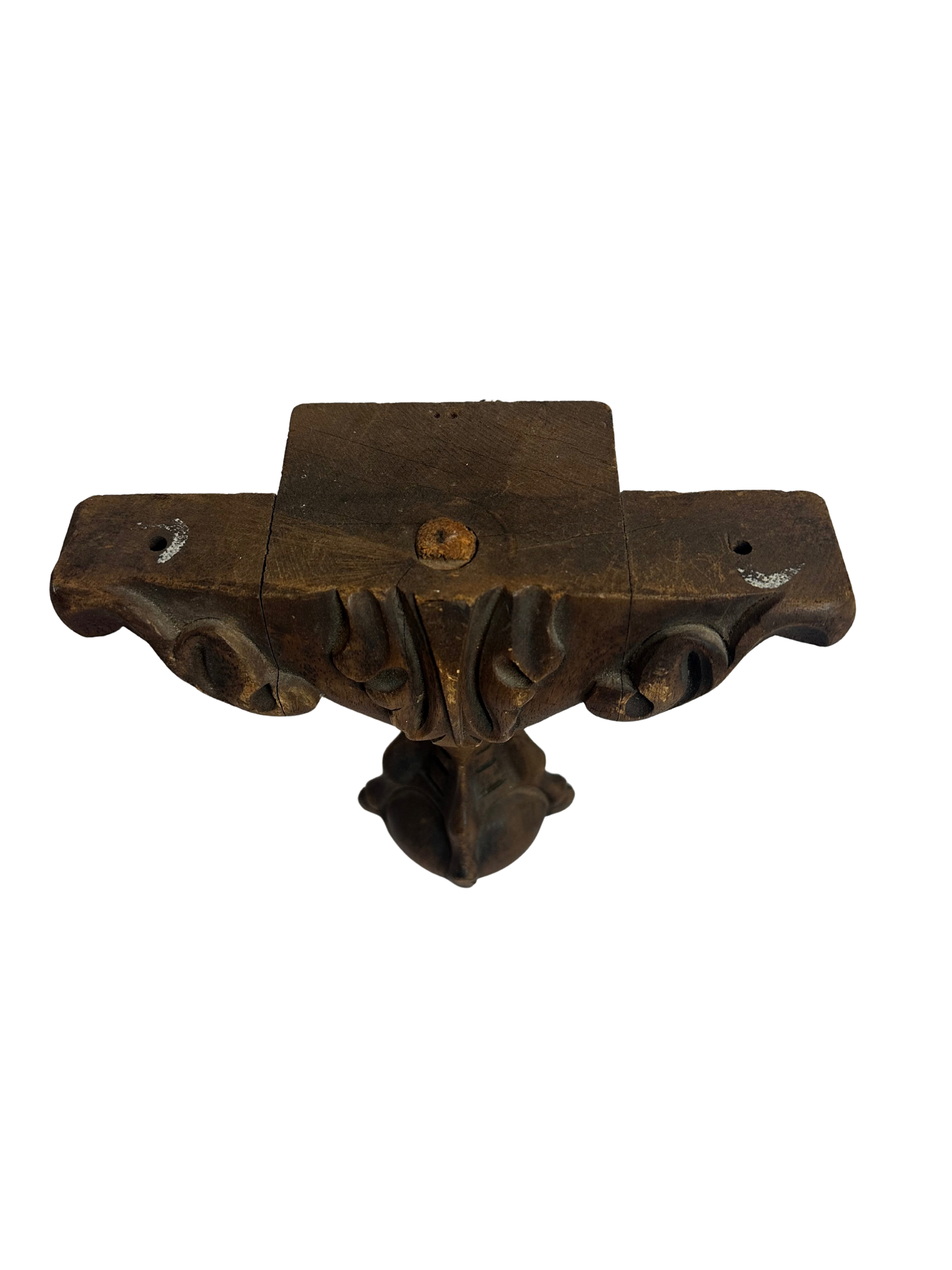 Antique Carved Wooden Furniture Fragment with Claw-and-Ball Motif