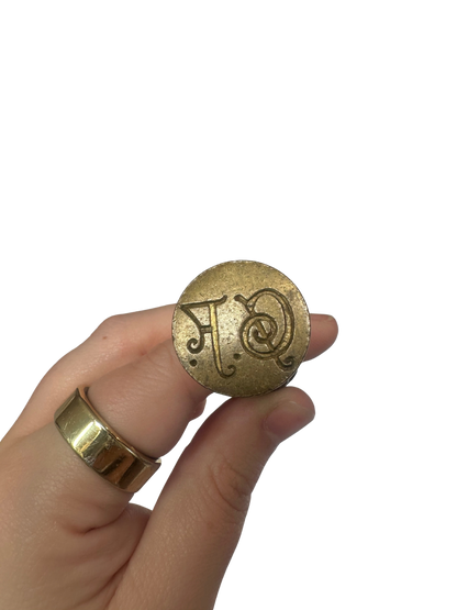 Art Nouveau–Style Gilt Bronze Wax Seal with Female Figure and Monogram